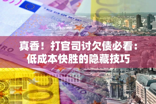 武汉真香！打官司讨欠债必看：低成本快胜的隐藏技巧